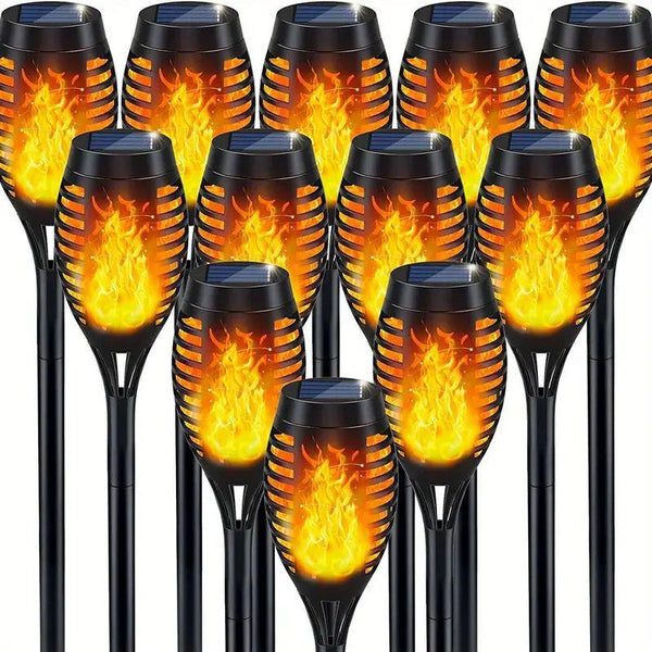 【 Garden Essentials 】Outdoor LED Solar Flickering Dancing Lights Wall-Mount Flame Torch Solar Light Outdoor Decorative Lamp for Garden Courtyard Patio Path for Yard,Lawn