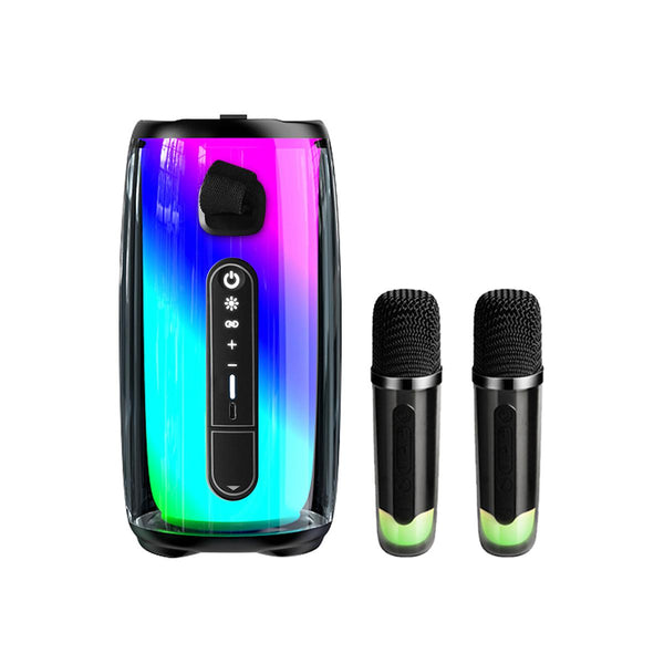 Bluetooth Karaoke with Two Wireless Microphones Portable Bluetooth Speaker,for Girls, Ideal for Party, Birthday, Family Meeting Audio Smartphone