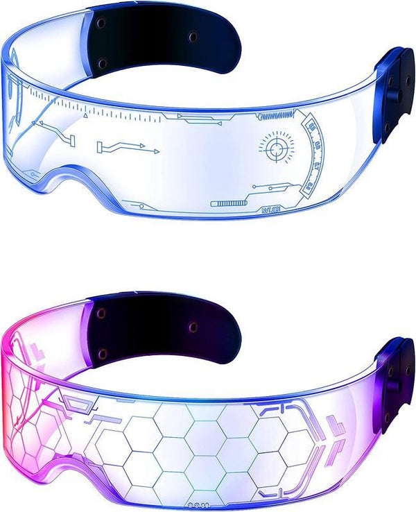 【 Limited Promotion 】LED Luminous Glasses,Cool Cyberpunk Luminous Glasses Party Glasses Colorful Neno Glasses Party Glasses 7 Colors,Perfect for Party,Cosplay,Disco,DJ,Music,Concert,Live,Christmas Parties Light Lightweight Accessories Masks